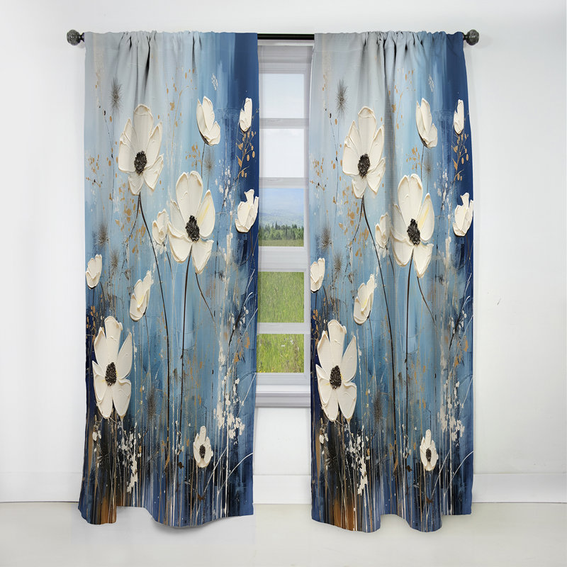 Funon - Rideau occultant à motif floral - 1 panneau, L 52 po x L 63 po