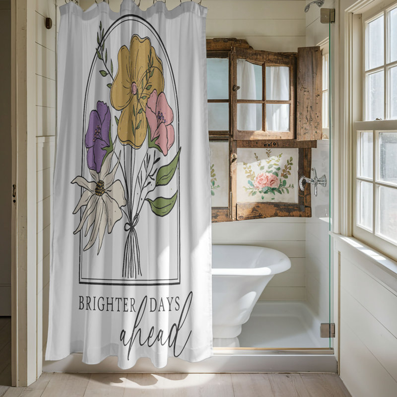 Mod Blooms - 1 Piece Standard Shower Curtain, 74"H x 71"W