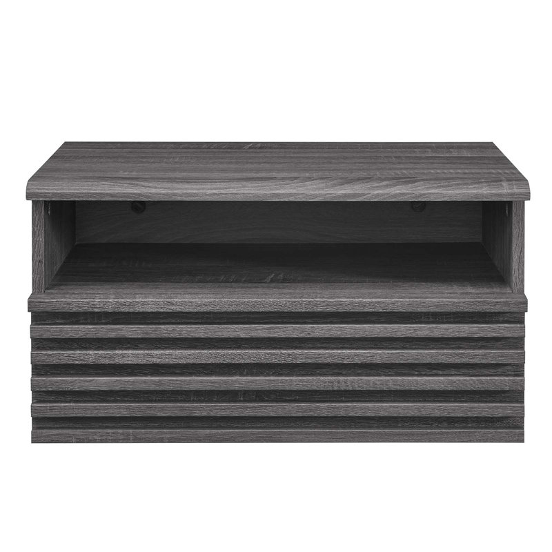 Charcoal Mid-Century Modern Wall-Mount Nightstand with Drawer