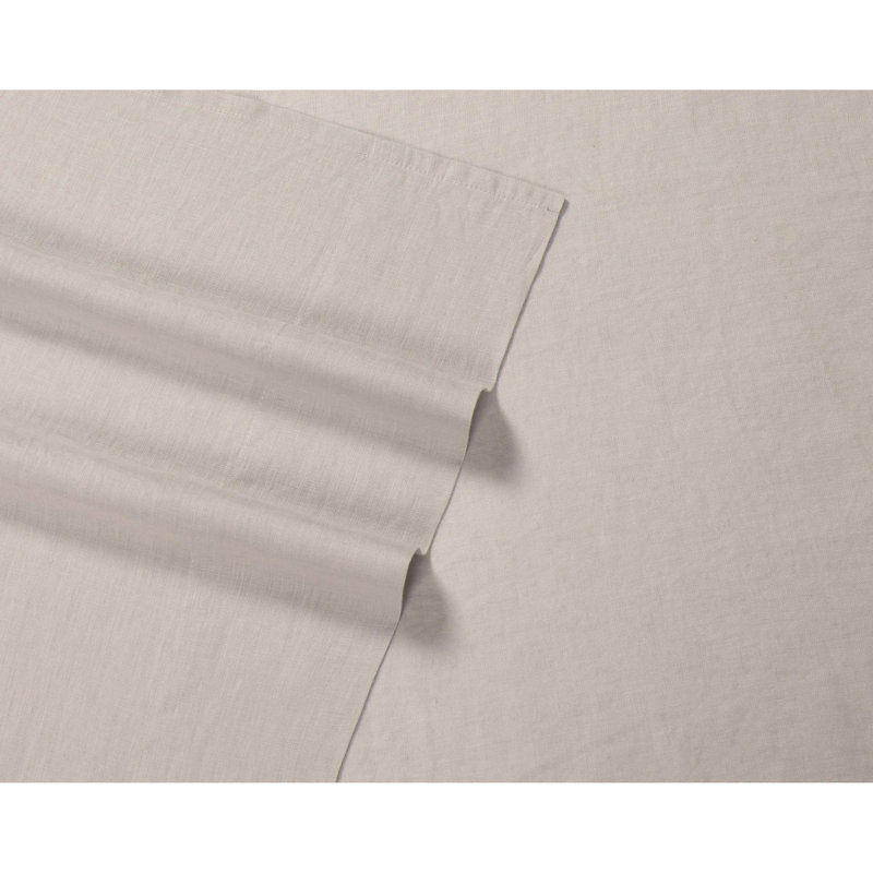 Ensemble de draps en lin Nena Aybar, Naturel, Ensemble de draps pour très grand lit avec 2 taie