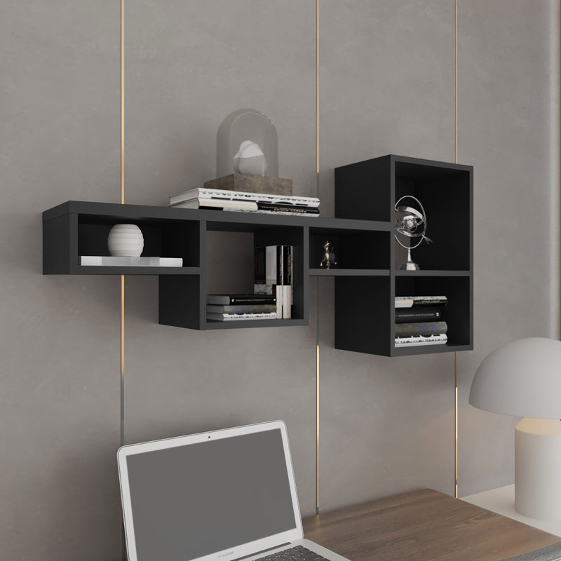 Tablette murale Black Cube 7, 47 po de largeur - et rangement efficace pour le salon, la chambre à coucher, le bureau à domicile, la cuisine robuste, la pièce