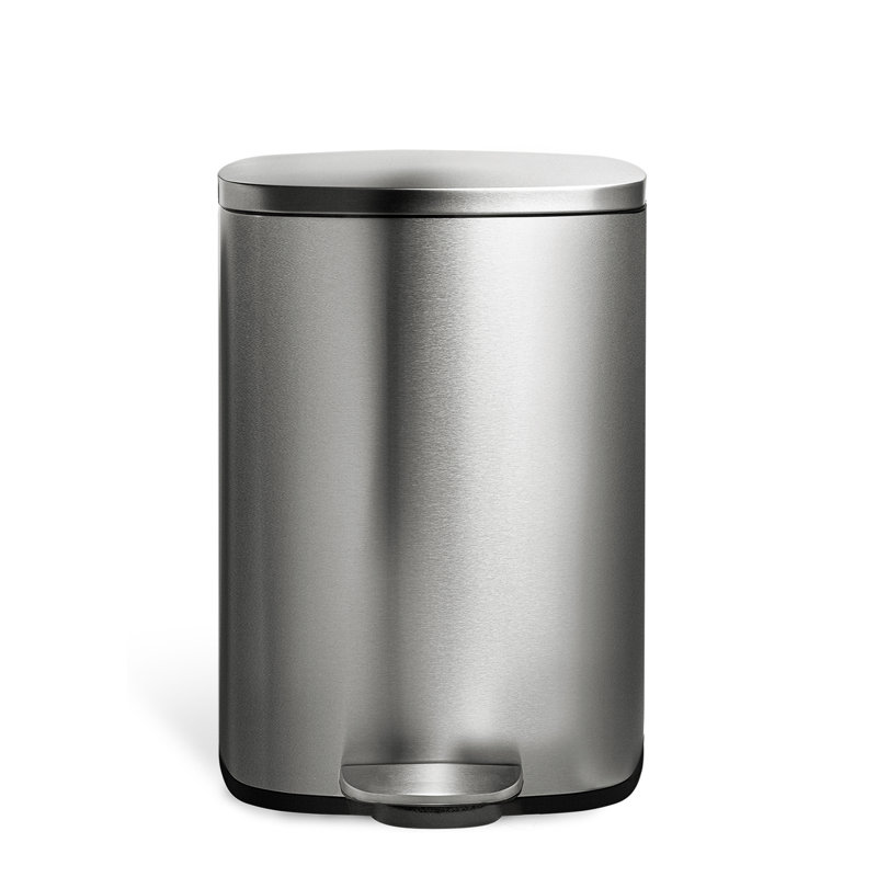 13.2 Gallon Stainless Steel Step-On Trash Can with Soft-Close Lid