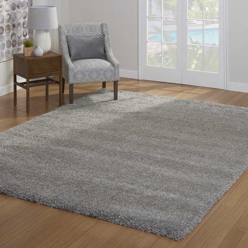  Tapis à poils longs en polypropylène gris à poils longs Ultimate Ultimate, Rectangle 6 pi 6 po x 9 pi 6 po