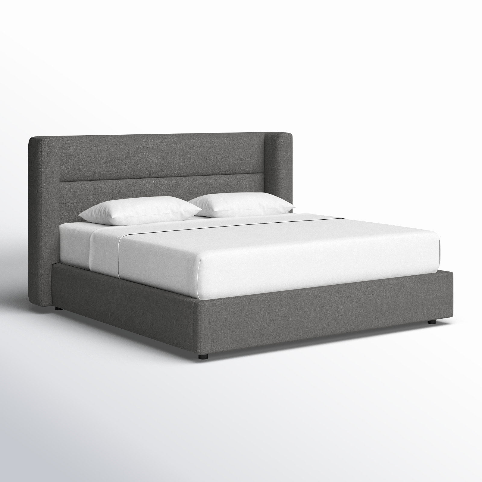 Jayla Upholstered Platform Bed, King, Effie Smoke Performance Linen