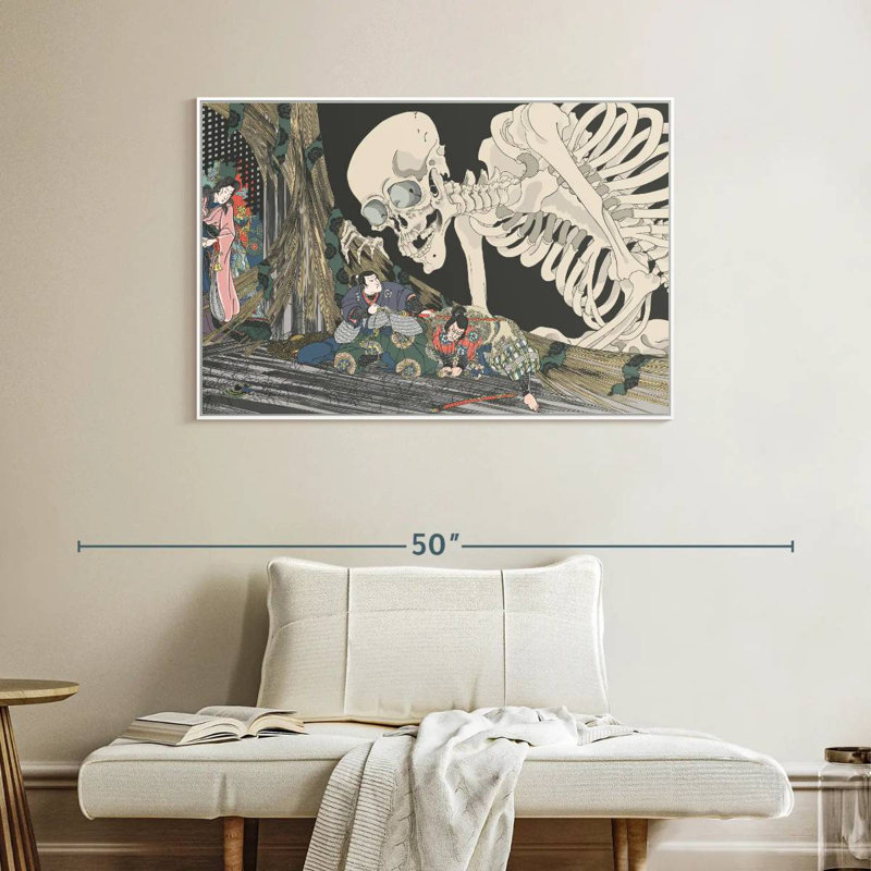 Squelette japonais, Cadre flottant blanc, 40 po x 27 po