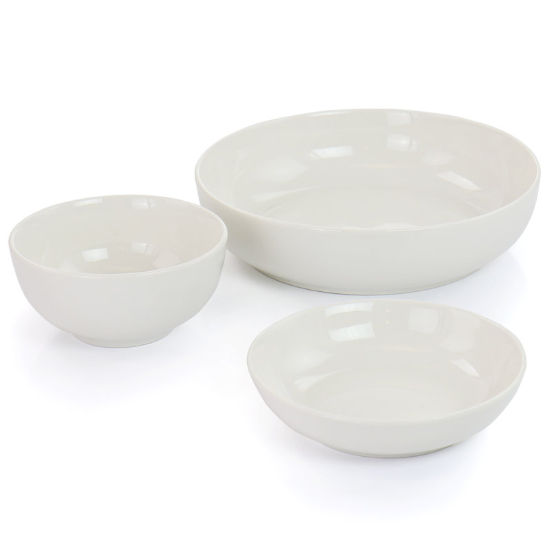 White Porcelain 32-Piece Dinnerware Set with Serving Bowls