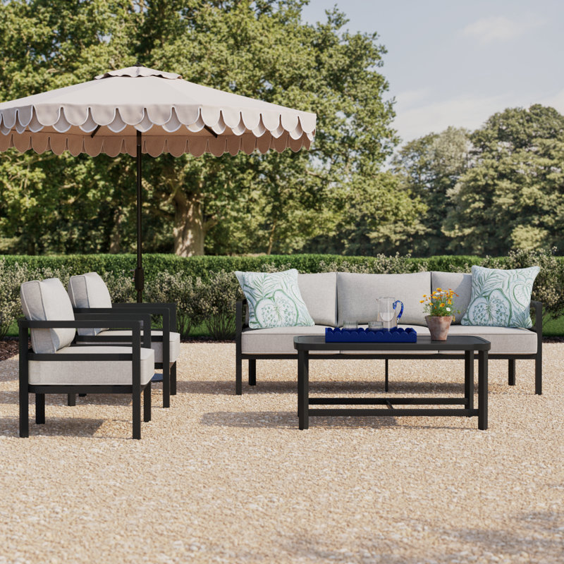 Outdoor 4-Piece Aluminum Sofa Set With Thick Zippered Cushions