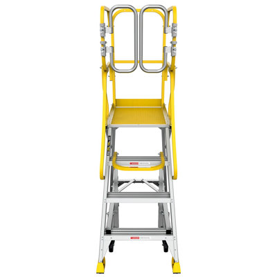 4 Step 375Lbs Aluminum Rolling Platform Ladder