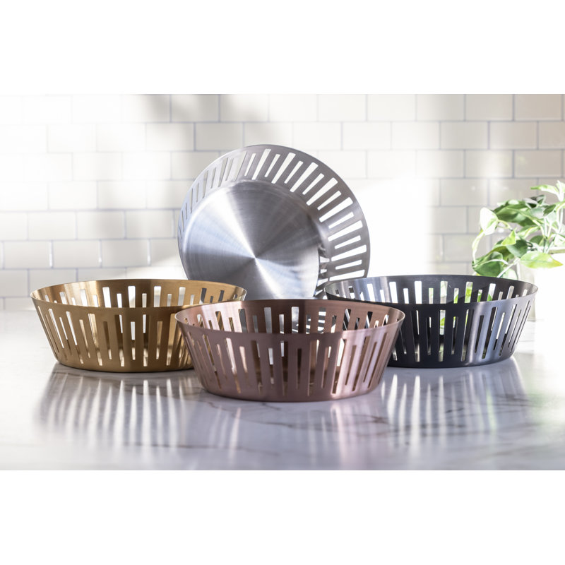 Panier rond en acier inoxydable de 12 pouces, Or rose