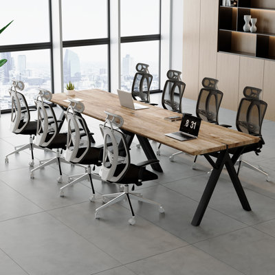 Table de conférence modulaire moderne avec pieds en métal noir pour les espaces de réunion de bureau