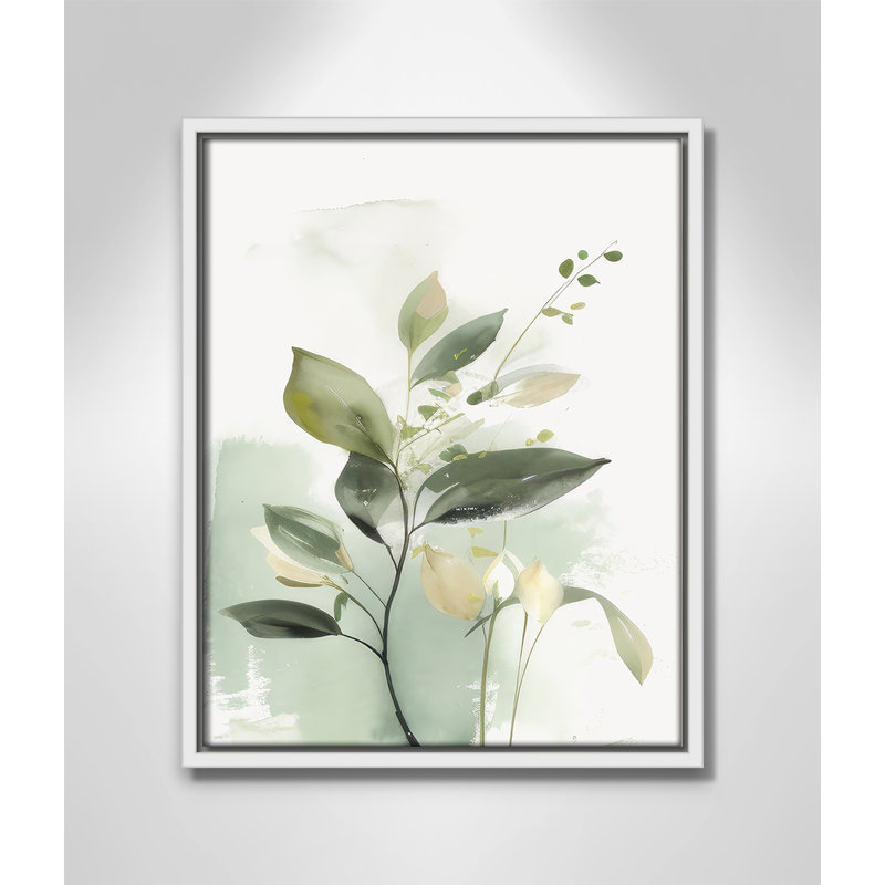 «Greenery Serenade II» par Irena Orlov, Toile avec cadre, L 12,5 po x H 15,5 po, Flotteur blanc