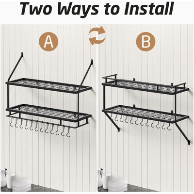30-Inch Kitchen Pot Rack - Mounted Hanging Rack for Kitchen Storage and Organization