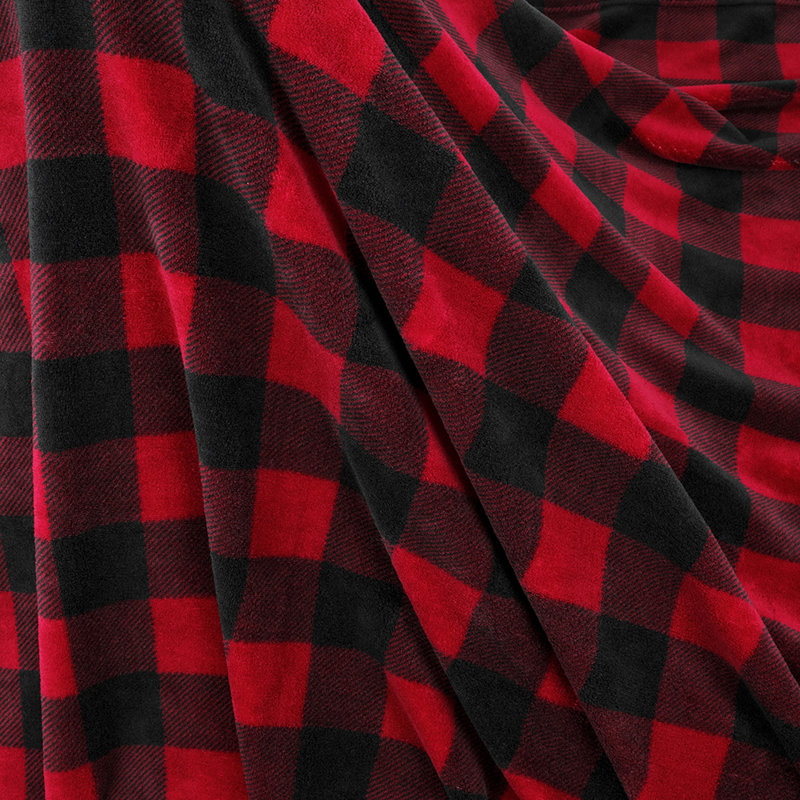 Red and Black Checkered Fleece Throw Blanket, 50" x 60"