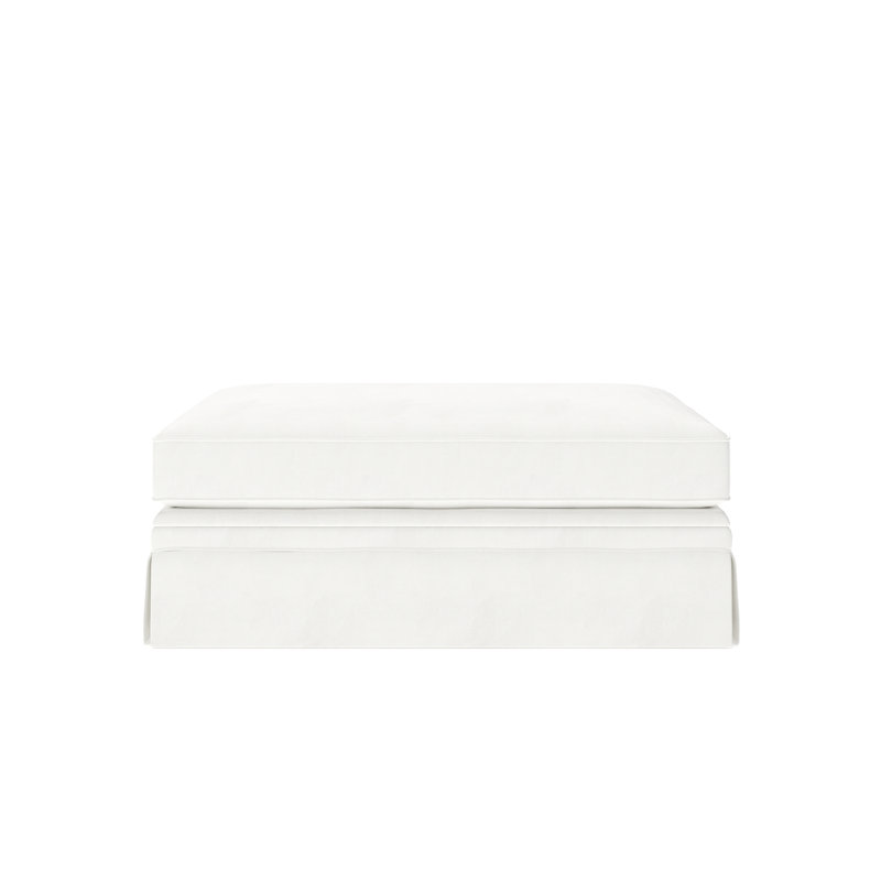Repose-pieds rembourré avec rangement Shelby, Blanc sergé décoloré classique