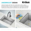 Évier de cuisine KRAUS Kore ™ Workstation L 27 pouces à cuve simple encastrable en acier inoxydable de calibre 16 avec accessoires