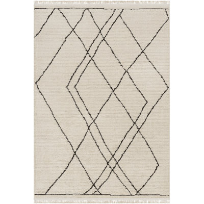 Khamyla Hugo Moroccan Butter and Black Area Rug