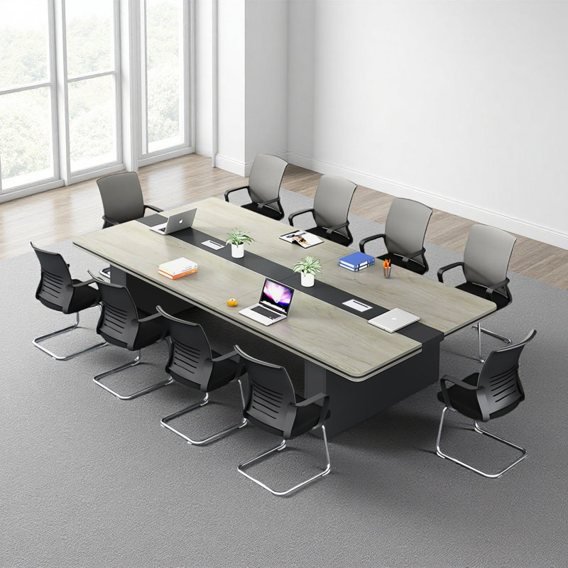 110.24" Rectangle Conference Table, Large Office Meeting Desk, Multi-Person Business Discussion Table
