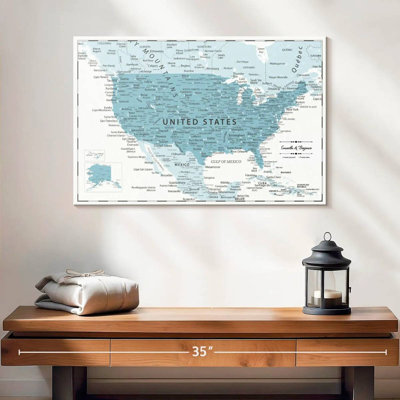 Personalized Baby Blue Push Pin USA Map