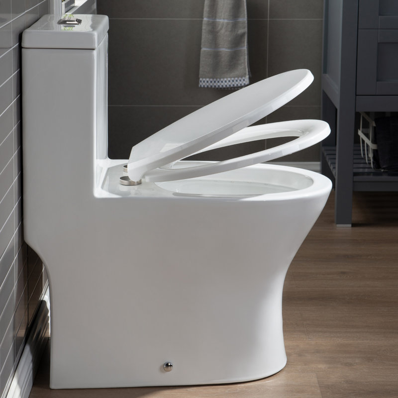 Toilette compacte ronde monobloc à double chasse de 1,28 gallon par chasses avec siège à fermeture en douceur, chasse test de chasse MaP 1000G