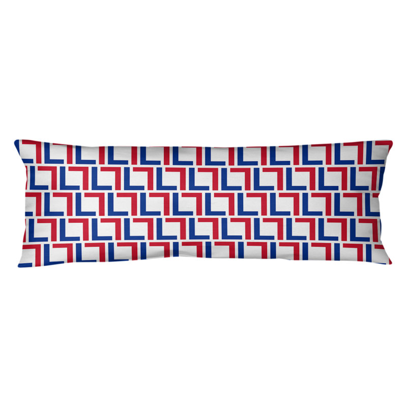Polyester Medium Pillow, White/Blue/Red, Microfiber