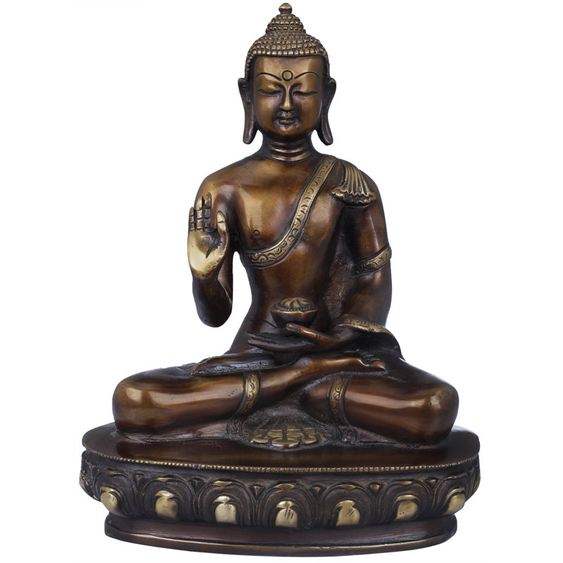 Figurine bouddha tibétain prêchant en laiton