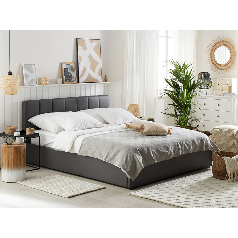 Dreux Upholstered Ottoman Storage Bed, Grey, European Kingsize (160 x 200cm)