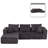 Minimalist Design Corduroy Fabric Upholstered Sectional Sofa-479744824-479744822