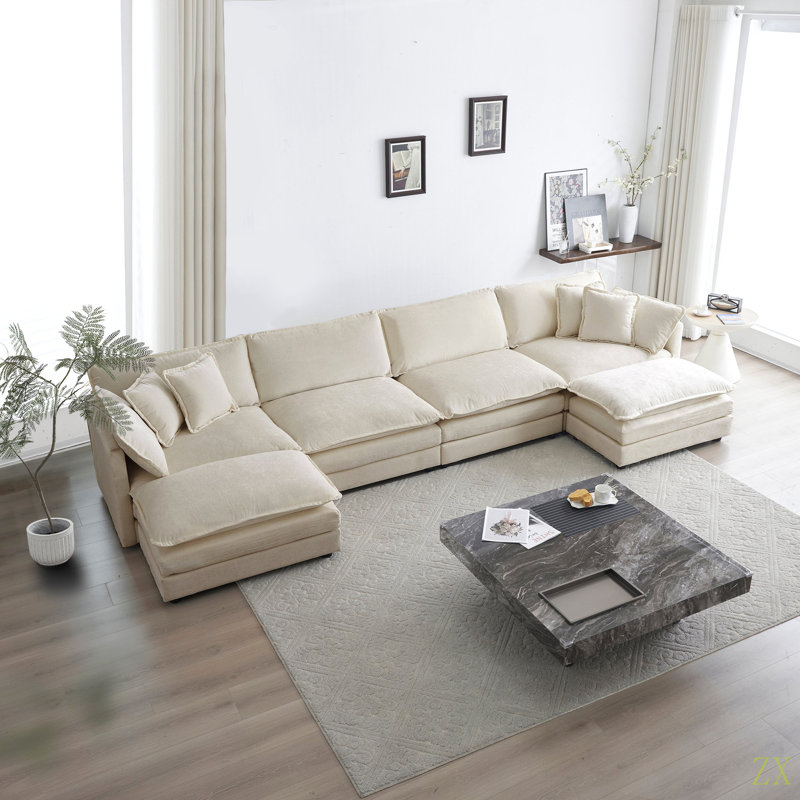 Canapé Comfort U, Chenille beige