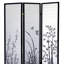 Barrière de séparation 3 pièces de 70 pouces de haut avec motifs floraux et noirs - Préservez votre intimité et rehaussez votre décoration. Panneaux en papier ornés de silhouettes végétales attrayantes et structure métallique.