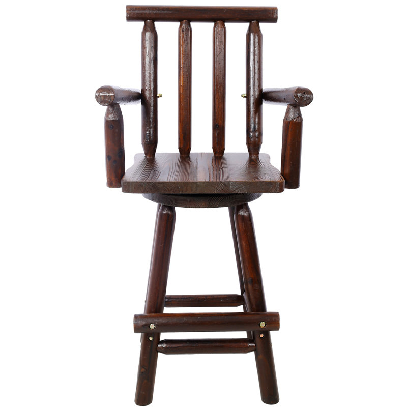 Tabouret de bar rustique - fabrication en bois de sapin, chaise avec repose-pieds, accoudoir large, tabouret de cuisine rustique, grand fauteuil bistro