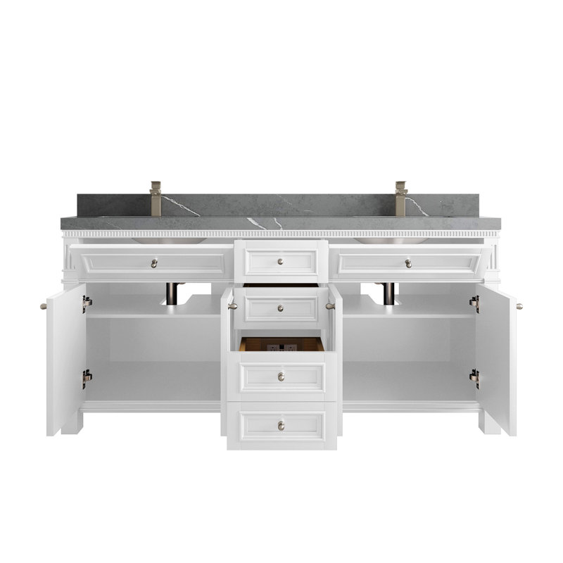 Paris 72 po X P 22 po Meuble-lavabo double D, Gris Piatra