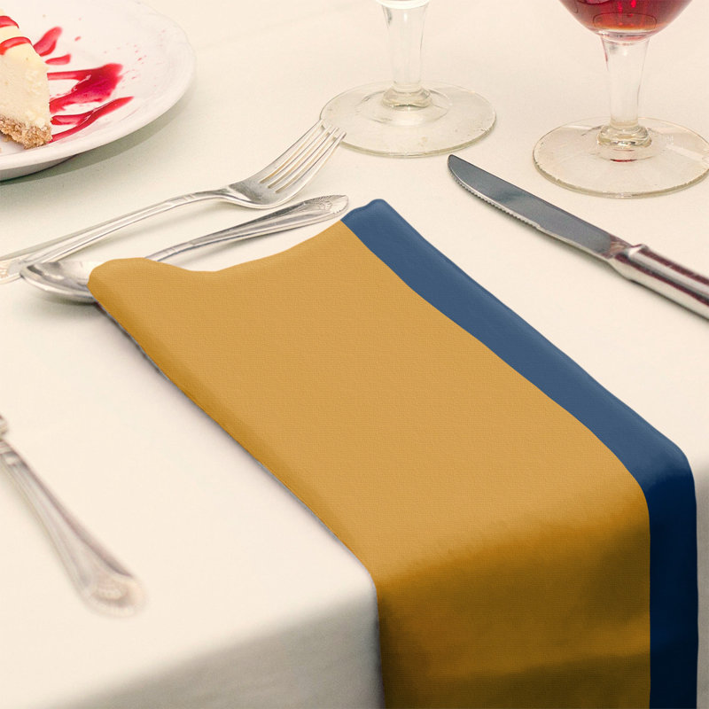 Utah Striped Square Napkin, 10" W x 10" L, Gold/Navy/White, Cotton Twill