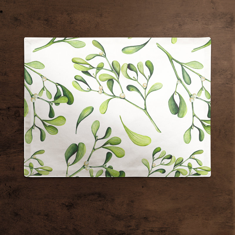 Poly Twill Floral Rectangle Placemat, Green