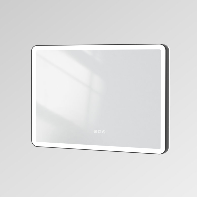 Miroir mural Natalin, 60 po x 40 po, Noir mat, Rectangulaire