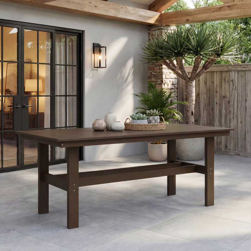6-Person HDPE Outdoor Dining Table - All-Weather, Brown