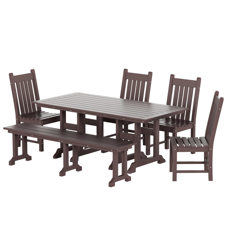 Ensemble de salle à manger rectangulaire pour 6 personnes 71 po Laguna, Brun foncé
