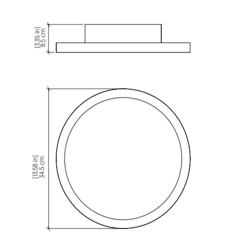 Plafonnier encastré 1 lumière DEL Naiá, H 2,54 po x l 13,46 po x P 13,46 po, Noyer américain