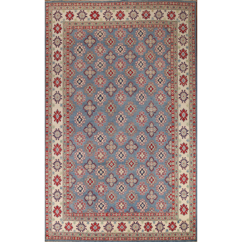 Tapis bleu fait à la main Kazak 9 x 12