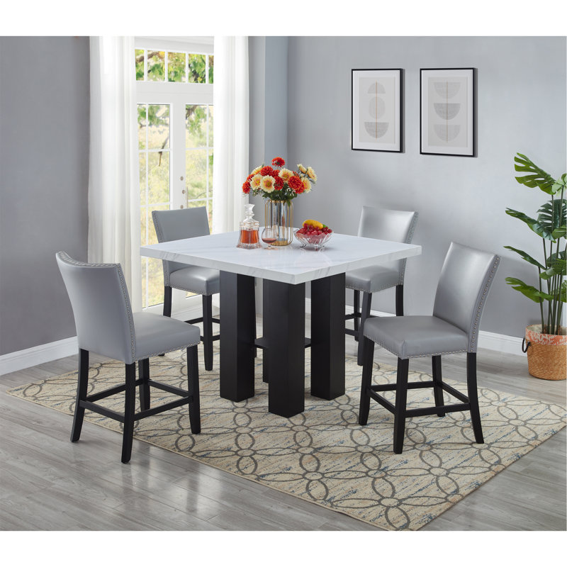 Fauteuil en polyuréthane revêtu de comptoir 2pc, Gris
