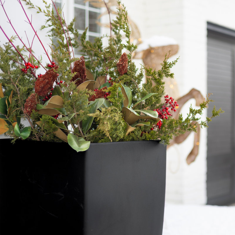 Mayne Kobi 38-Inch Self-Watering Tall Planter, Black, 38" H x 20" W x 20" D