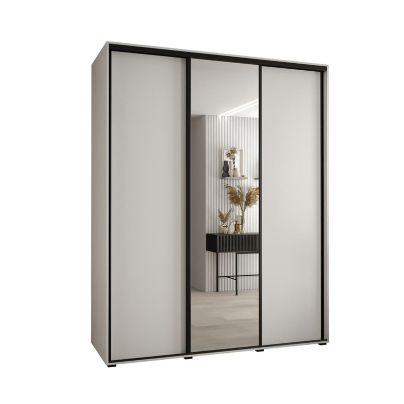 Carya 3 Door Manufactured Wood Wardrobe, White, 205" H x 200" W x 60" D