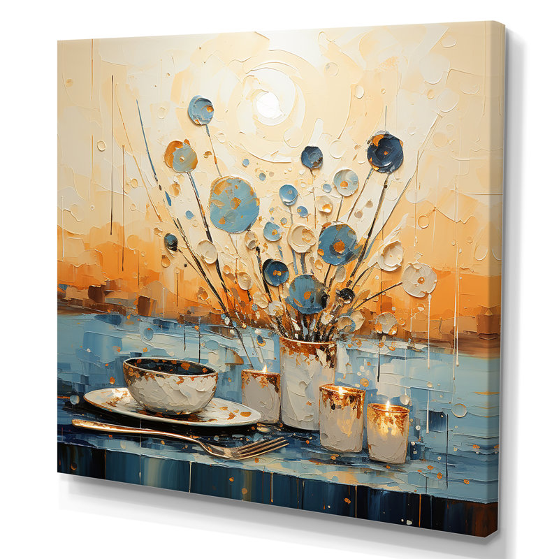 Blue Culinary Essence Kitchen Blooms - Kitchen Wall Art, 36" H x 36" W