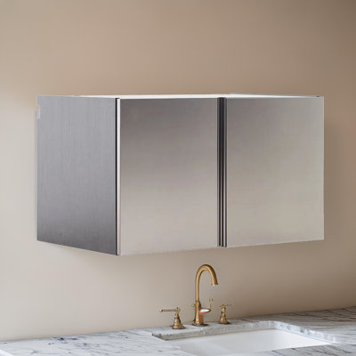 Armoire de rangement murale Osy, 2 tablettes, porte double, gris