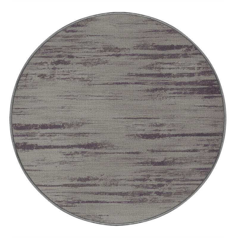 Tapis abstrait gris lavable à la machine, Rond 6 pi