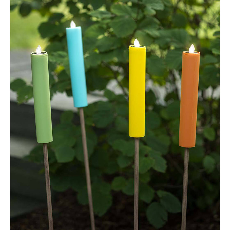 Ensemble de 4 piquets de bougie solaire colorés