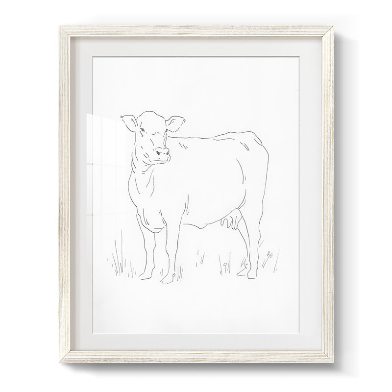 Bovin limousin II - impression encadrée, Blanc, H 19,5 po x l 16,5 po