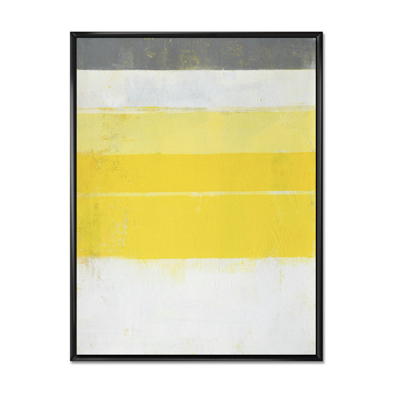 «Yellow Meets White Abstract Bands», reproduction d'art moderne et contemporaine sur toile, H 32 po x l 16 po x P 1 po