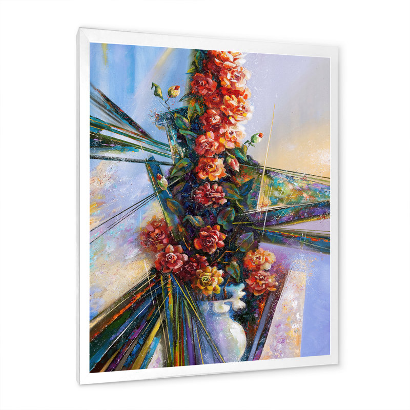 Camélia fleur dans un vase - reproduction d'art sur toile traditionnelle, H 20 po x l 12 po, Cadre photo blanc