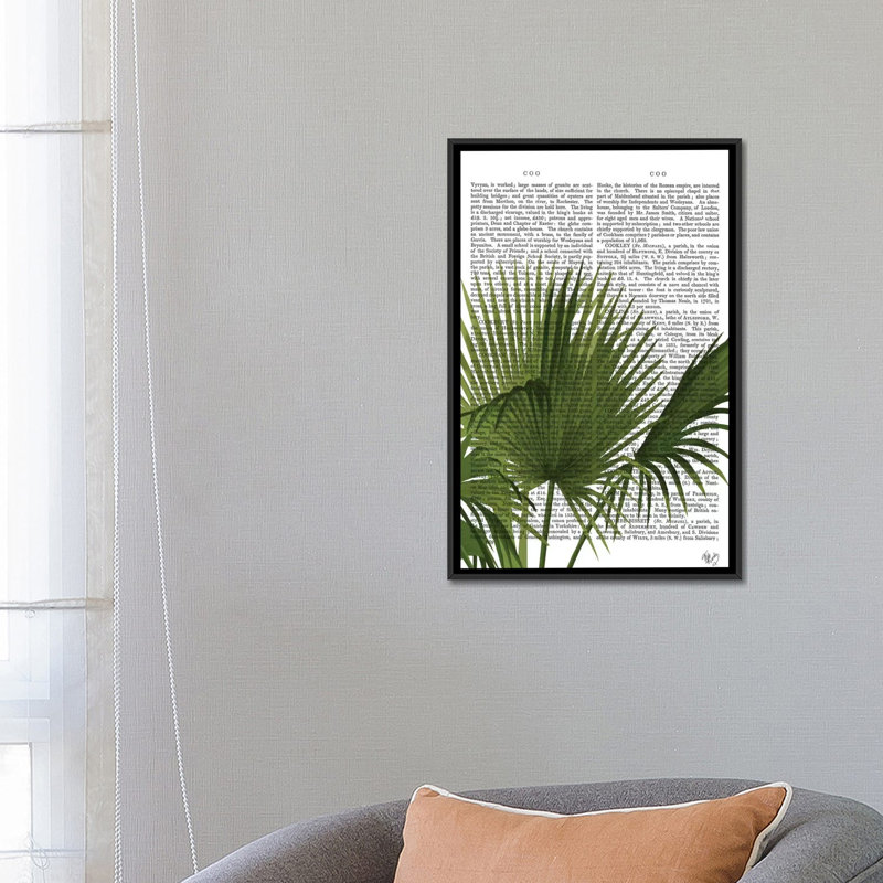 « fan palm i », impression sur toile, H 26 po x l 18 po x P 1,5 po, Toile avec cadre noir, Pas de tapis