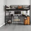 Lit mezzanine double compact avec bureau et rangement en métal, conception moderne pour la maison